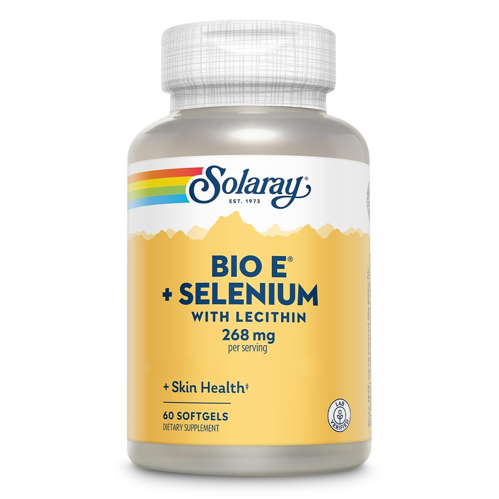 Bio Vitamin E 400 IE (268 mg) med Selenium 100 mcg og Lecithin - Thyroid Support, Antioxidant og immunsupport, Høj Absorption, Lab Verified, 60- Day Garanti, 30 Servere, 60 Softgels