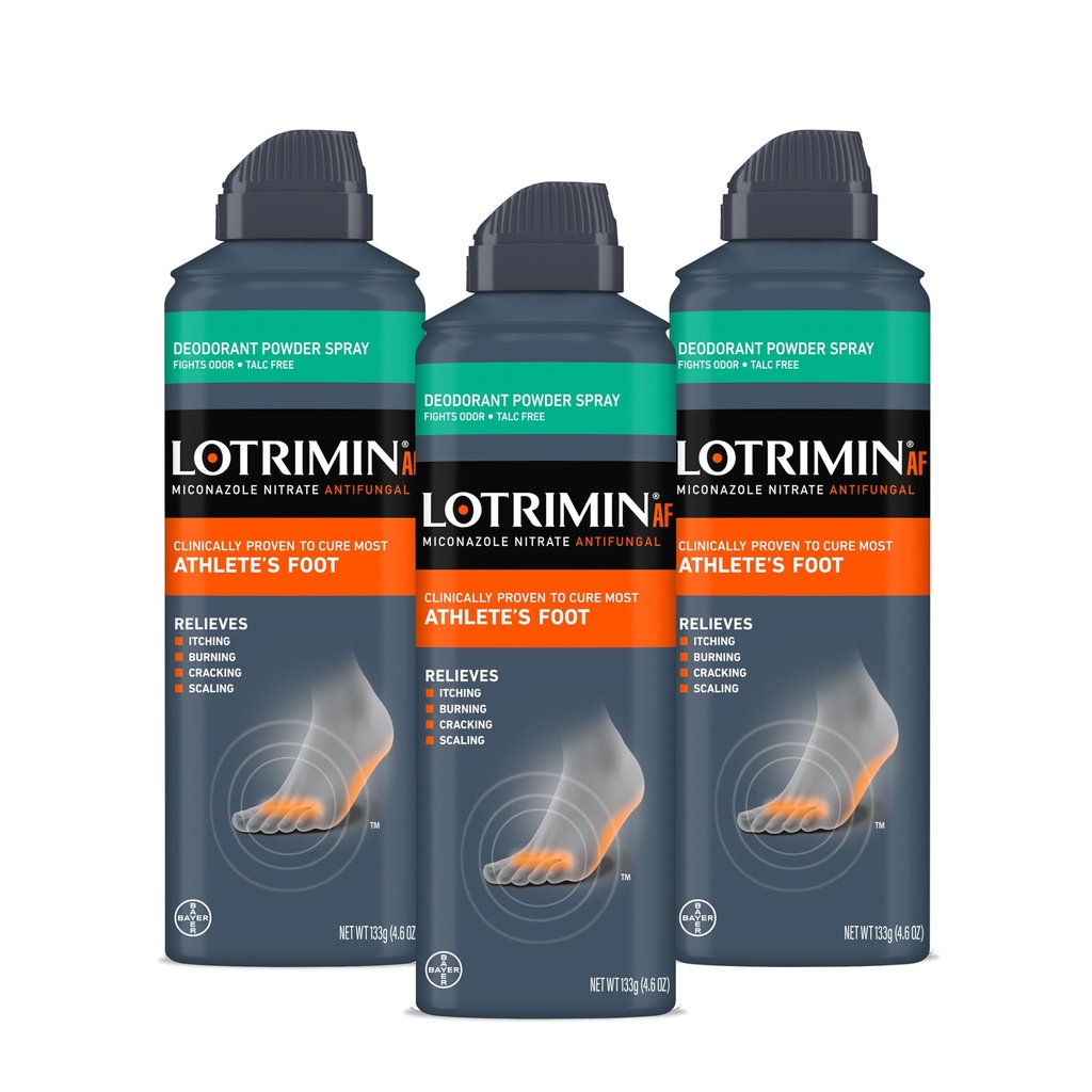 Lotrimin Medicin Deodorant Powder Spray med Miconazol Nitrat 2%, 4, 6 oz (pakning med 3)