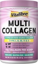 Multi Collagen Peptider Powder Type I II III V X, Hydrolyzed Collagen Protein for kvinder og mænd, Hud, hår, negle, Unflavored, Non- GMO, Keto & GF, Zero Sugar, 22 Servere, 8oz