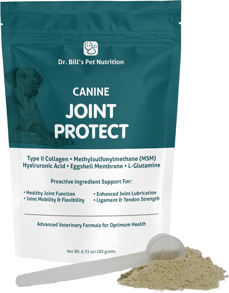 Dr. Bill 's Canine fælles beskyttende 124; Fælles støtte til hunde Bud124; Pet supplement til Ligament & Tendon Styrke Bud124; Collagen Type II, Hyaluronsyre, Egggshell Membrane og L- Glutamin