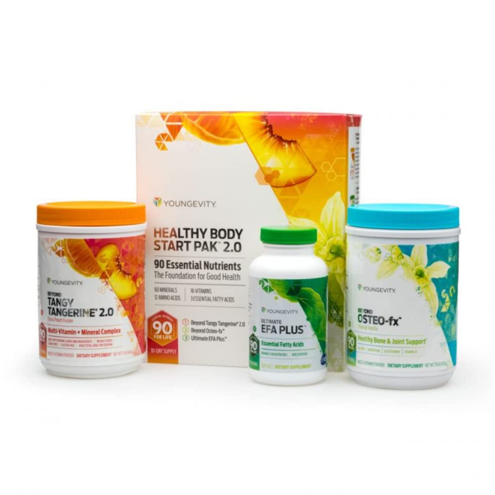 Yngre Sund Krop Start Pak 2.0; Komplet All- in- One Nutrition Б124; 60 Mineraler, 16 Vitamin, 12 Aminosyrer, 6 Essential Fedtsyrer Б124; Hele fødevarer, Pre / Probiotika + Bone Formel