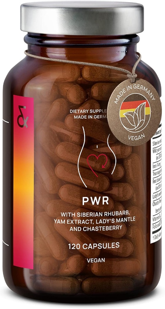 CLAV ® Natural Hormone Balance for Women - PMS Relief med sibirisk rabarber, Wild Yam & Vitex Berry - Vegansk menstruationsregulator Supplement - 120 Kapsler