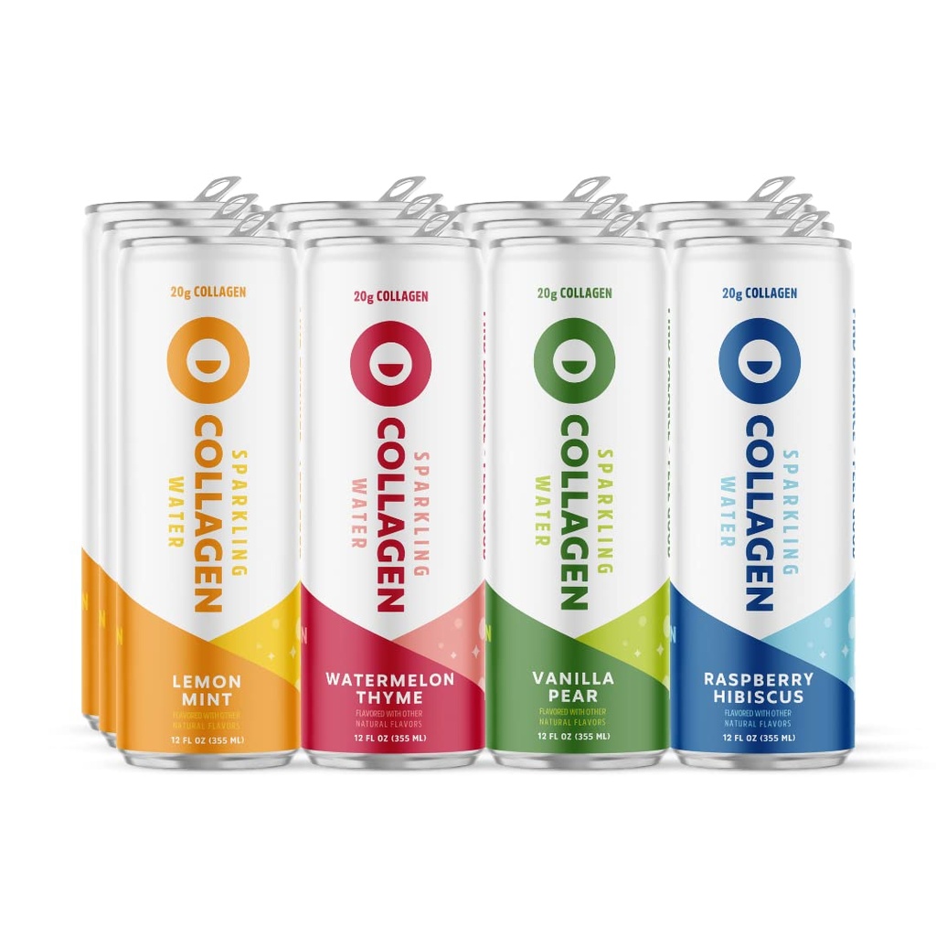 Circle Sparkling Collagen Vandsort 12- Pack. Genopfriskende drik med collagen peptider. 20g Collagen Peptid Protein, Low Sugar, Keto Friendly