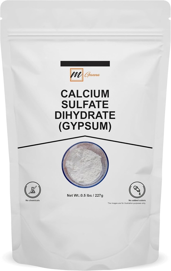 100% Pure Calcium Sulfathydrat (Food Grade) - Gipsum Pulver til Bagning, Vandbehandling og Kosmetiske formuleringer 0,5 lbs / 227 g