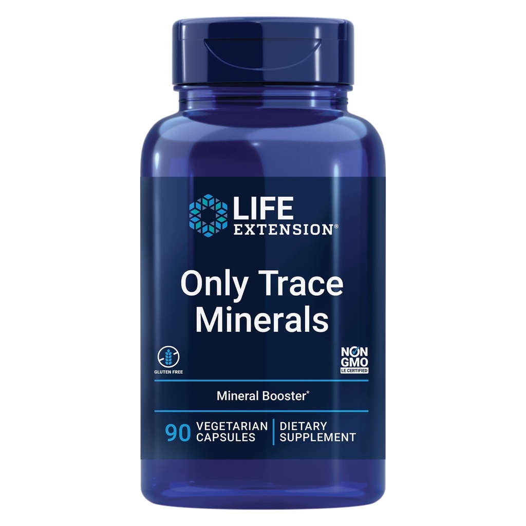 Life Extension Only Trace Minerals, a Daily dose of zink, Chrom, Boron, Copper, Mangan, Vanadylsulfat, Gluten- Free, Non- GMO, Vegetar, 90 Kapsler