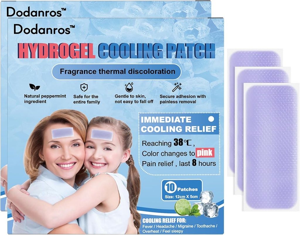20 Sheets hydrogel Fever Patches for børn & voksne Fever discomfort & Pain Relief, Cooling Relief Fever Reducer Mea12 * 5cm