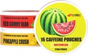LyvWel 72mg koffein Energy Pouches - Vandmelon, Rød vingummibamse, Ananas Crush - Juicy Clean Energy with Guarana - 3-Pack (48 Total Pouches)