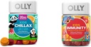 OLLY Kids Chillax, Magnesium Gummies Plus L- Theanine, Lemon Balm & Kids Immunity Gummy, Immunity Support, Wellmune, Elderberry, C-vitamin, Zink, Chewable Supplement, Cherry - 50 Greve