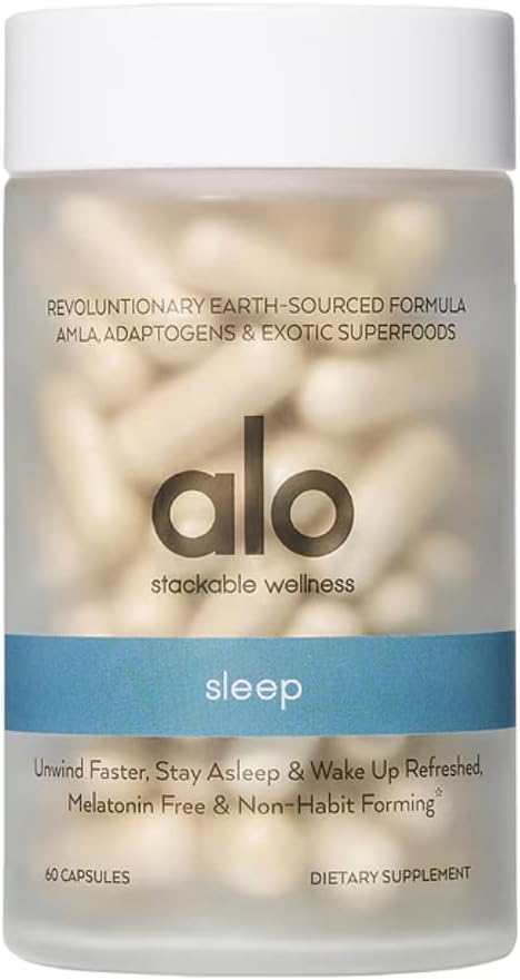 Alo Yoga Sweet Sleep Melatonin- Free Sleep Support med Aquamin ® Magnesium, GABA & L- Theanine Mead124; fremmer rolig søvn & afslapning Mead124; 60 kapsler