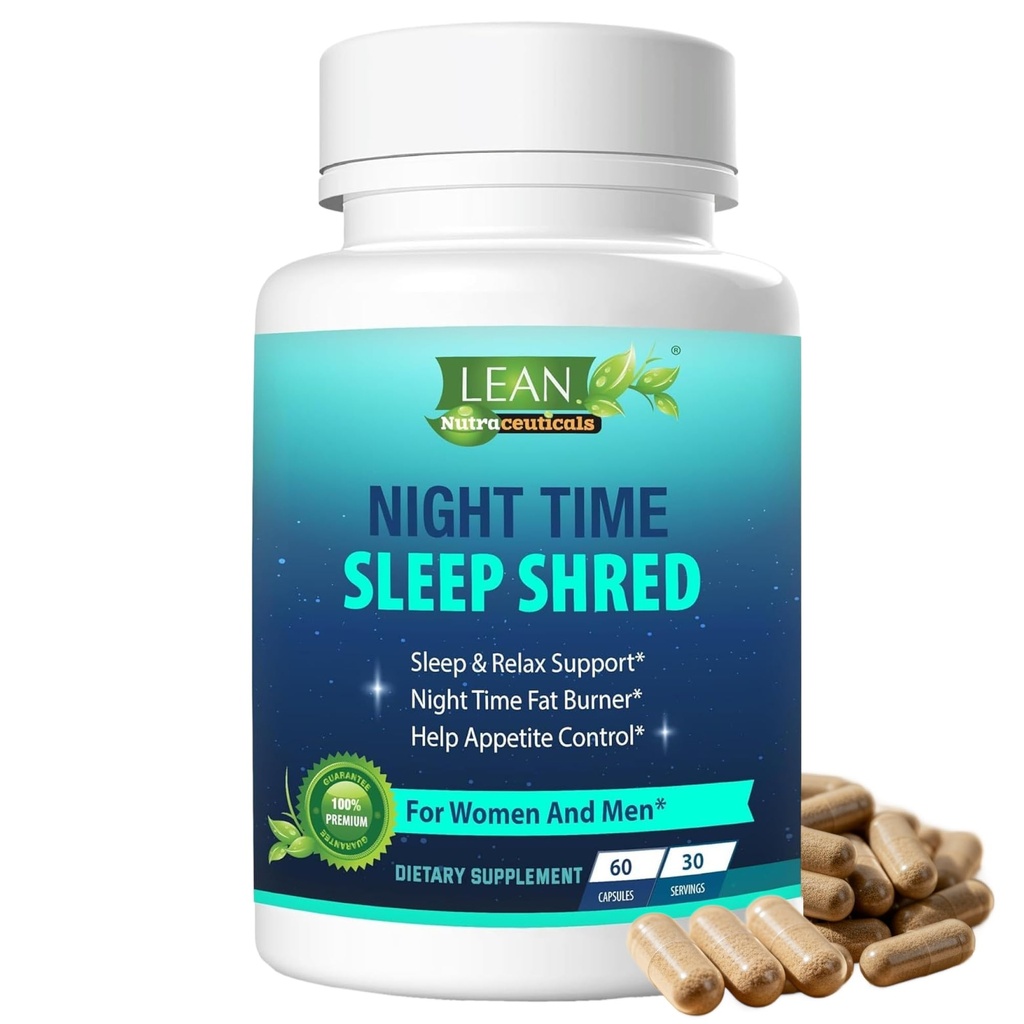 Vægttab Sleep Aid Night Time Shred Fast Fat Burner, Melatonin L- theanine Cla Ashwagandha Valerian Root 5htp Pill, Appetite Suppressant Metabolisme Booster rolig supplement til kvinder mænd, 60 Capsule