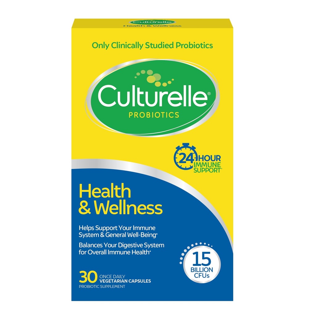 Culturelle Sundhed & Wellness Dagligt Probiotisk tillæg til mænd og kvinder, Hjælper støtte dit immunsystem, Lejlighedsvis Diarré, Gas & Bloating, 15 Millioner CFU 'er, Non- GMO, 30 Greve