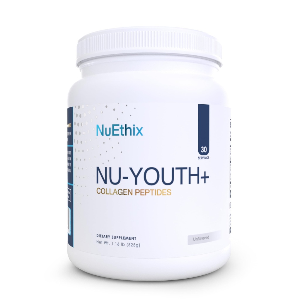 NuEthix Formuleringer Nu- Youth + Collagen Protein, Collagen Peptider, kan hjælpe med at støtte knogler og Joints Kosttilskud, 30 Servere