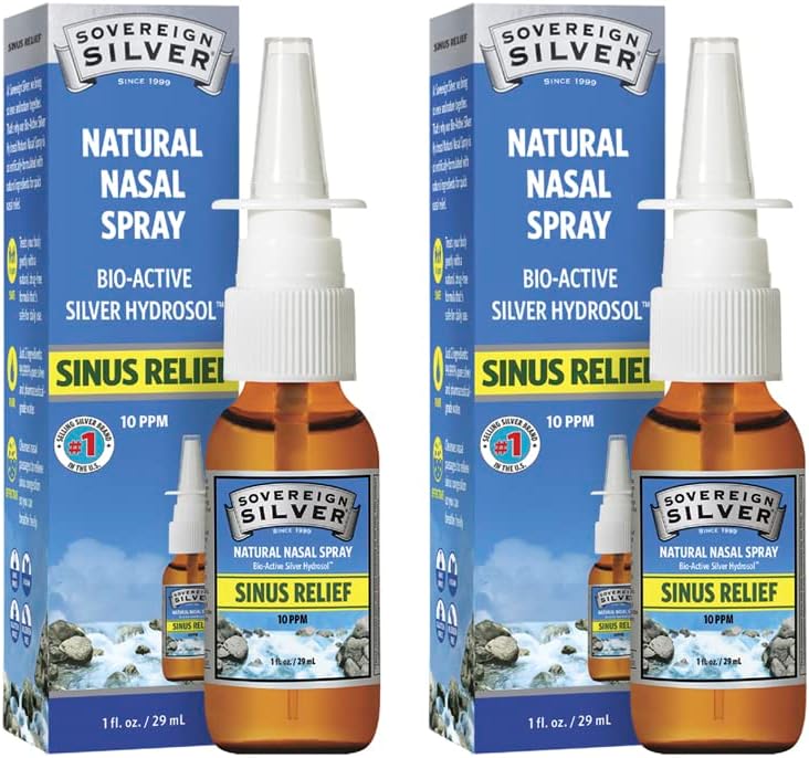 Sovereign Silver Bio- Active Colloidal Silver Hydrosol til immunforsvar - 10ppm - 1oz - Nasal Spray - pakke med 2