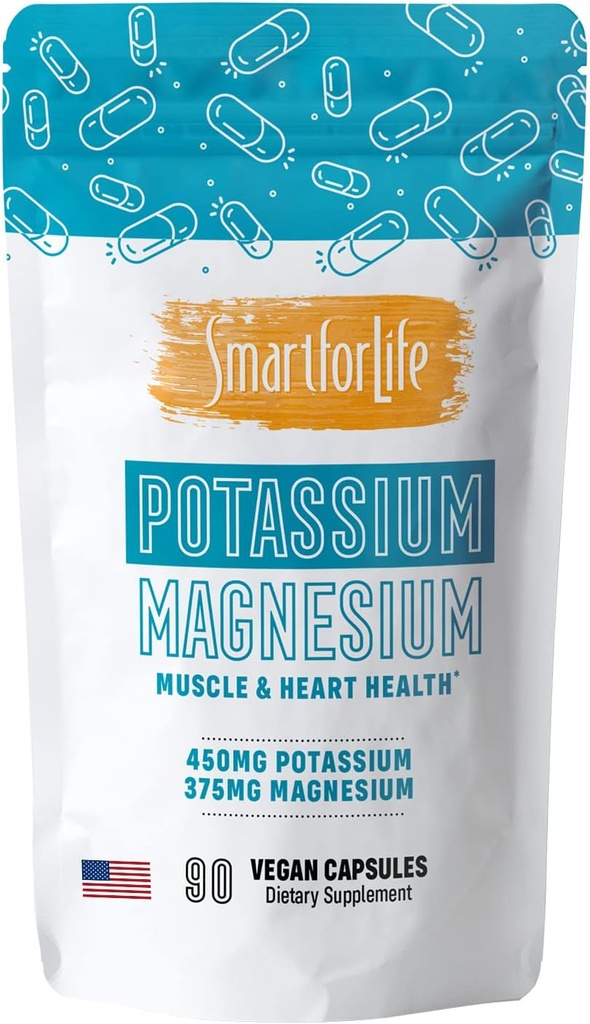 SMART FOR Life Kalium Magnesium Supplement - 90 Vegankapsler - Magnesium Kalium Supplement - High Absorption Mineral Complex - Muskelstøtte & elektrolytbalance