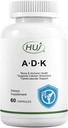 HUJ ADK Supplement, 60 Capsules, Calcium, Vitamins A, D3, K2 (MK-7)