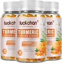 Turmeric Curcumin Gummies with Ginger & Black Pepper Herbal Supplement-240 Count for Adults and Kids, 2400mg - Tumeric Gummy Supplements Vegan, Organic, Gelatin-Free 3 Pack