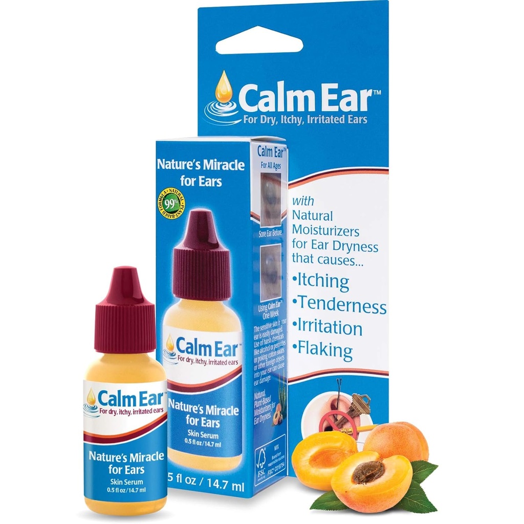 Miracell Calm Ear Drops 14,7 ml - Natural Relief for Itchy, Irriteret & Tør Ører - Smøremidler Ørepropper og høreapparater