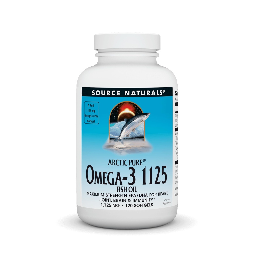 Source Naturals ArcticPure Omega-3 Fish Oil 1125mg Ultra Potency Maximum Strength EPA + DHA for Heart, Joint, Brain & immun Health - 120 Softgels