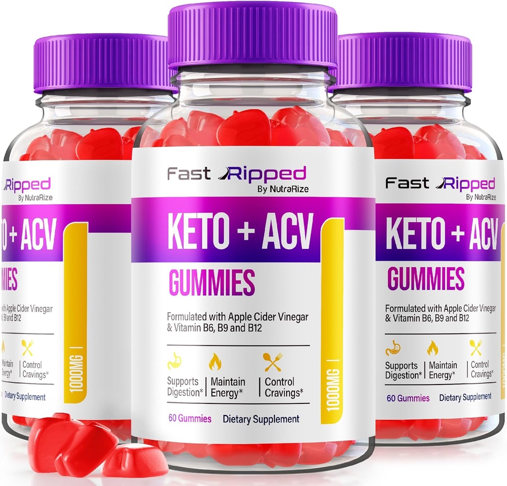 NutraRize (pakke med 3 hurtige rippede Keto + ACV Gummies, Advanced Formel, Keto Apple Cider Vinagar, 1000MG Vitamin supplement, Maksimal styrke Gummies Anmeldelser (180 Gummies)