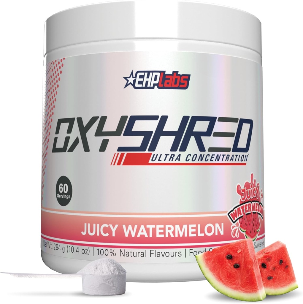 EHP Labs OxyShred Pre Workout Powder - Preworkout Powder with L Glutamine & Acetyl L Carnitine, Energy Boost Drink - Juicy Watermelon, 60 Servings