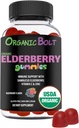 USDA Organic Elderberry Gummies - High Potency 150mg Organic Elderberry Gummies for voksne og børn med C-vitamin & zink - immunsupport Gummies - Vegan, Gelatine & Gluten Free - 60 Greve