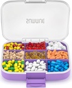 Stor Pill Organizer, 9 Compartments Portable Travel Pill Box Case Fugt Bevis, XL Pill Container Holder for Vitaminer, Torve Lever Oil, Kosttilskud, Medicin (lilla)