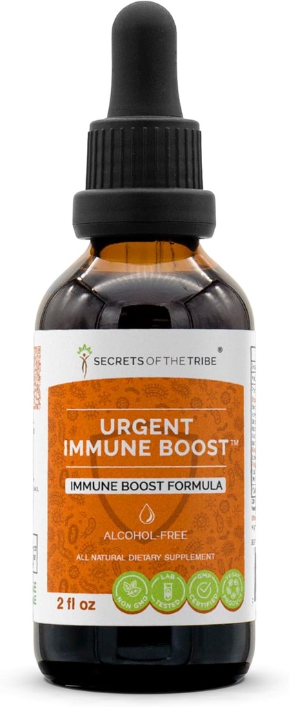 Urgent Immune Boost Alcohol-FREE Extract, High-Potency Herbal Drops, Tincture made from Elder,Echinacea,Honeysuckle,Ginger,Horseradish,Osha,Andrographis,Garlic, Wild Indigo. Immune Boost Formula 2 oz