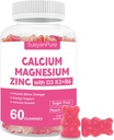 Sugar Free Calcium Magnesium Zinkgummier med VC D3 & B6 & K2,600 mg Calcium gummier med 300 mg Magnesium Support Bone & Muscle for adult and Teens (60 greve (pakke med 1))