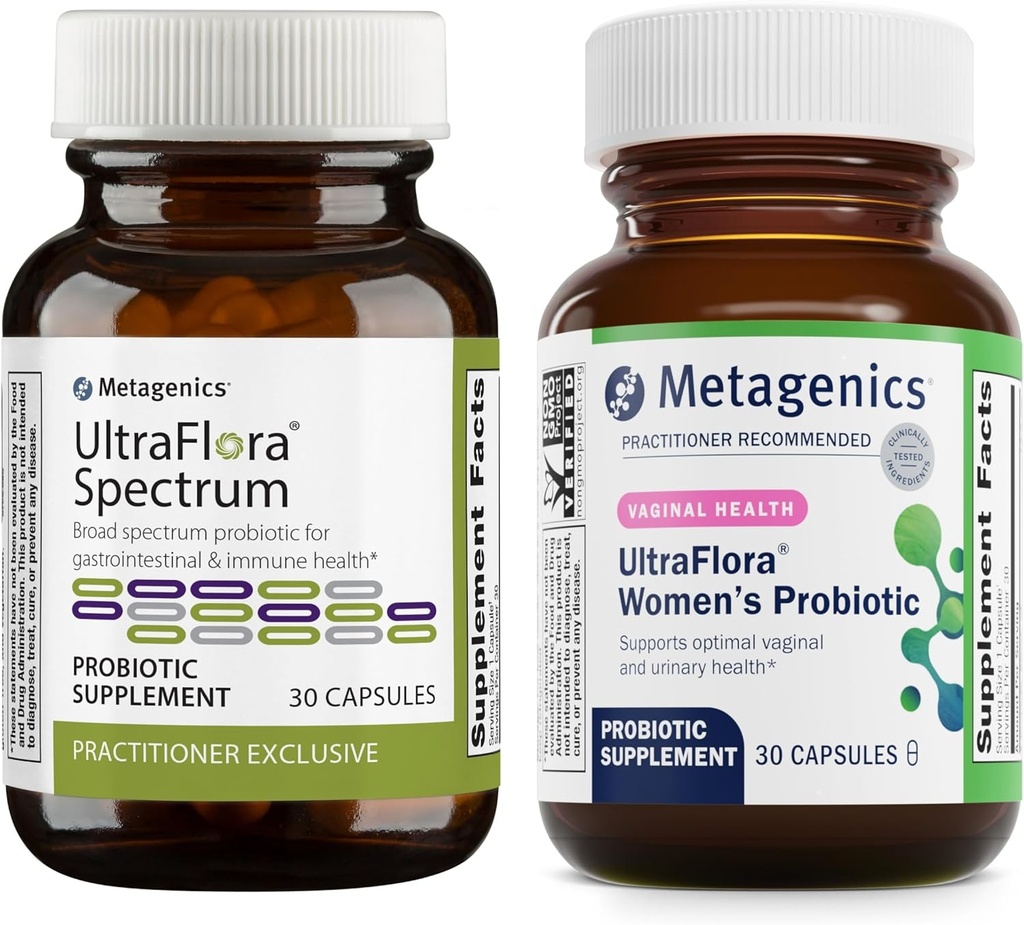 Metagenics Bundle - UltraFlora Spectrum (30 Count) & UltraFlora Women's (30 Count) - for Digestive, Immune Health & Vaginal Health