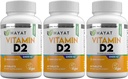 HAYAT Vitaminer Vegan Natural Vitamin D 2400 IE, D2, Certificeret Halal (pakning med 3)