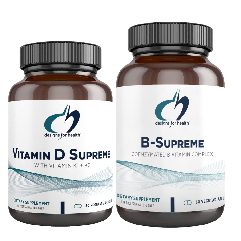 Design for Health Vitamin D Supreme + B- Supreme Essentials Duo - 5000 IE D3 + vitamin K, Active B Complex (2 produktsæt)