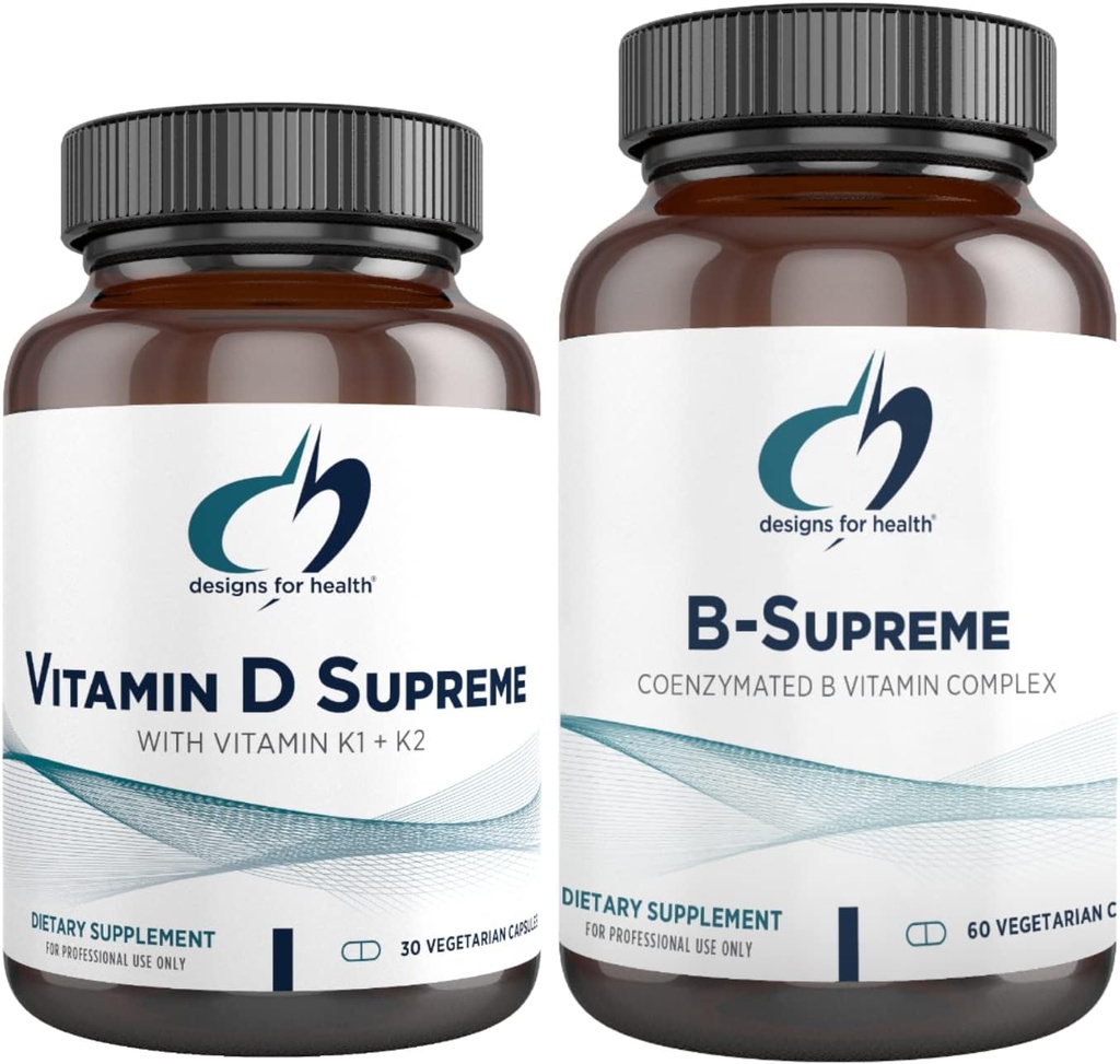 Design for Health Vitamin D Supreme + B- Supreme Essentials Duo - 5000 IE D3 + vitamin K, Active B Complex (2 produktsæt)