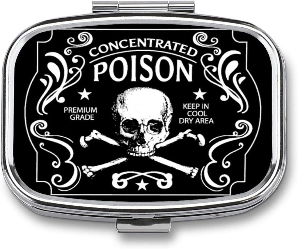 Metal 2 Segment Pill Organizer Travel Friendly Portable Compact Pill Box Cute Pill Case at holde vitaminer / Fish Oil / Kosttilskud / Meds / Tablet til purse / Pocket (Koncentreret Poison) 1