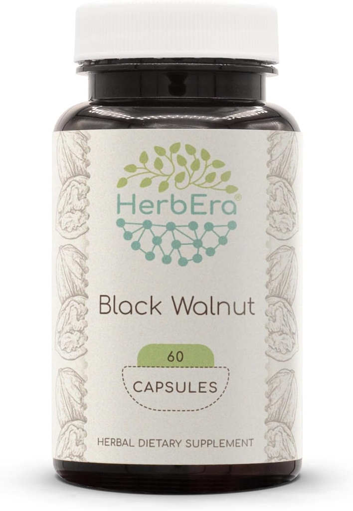 HerbEra Black Walnut 60 Kapsler, 500 mg, Black Walnut (Juglans Nigra) Tørret Hull (60 Kapsler)