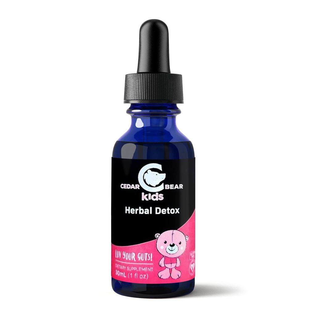 Cedar Bear Herbal Detox for Kids er en flydende Herbal supplement, der hjælper immunsystemet & beskytter Organs Det er ofte påvirket 1 fl oz / 30 ml