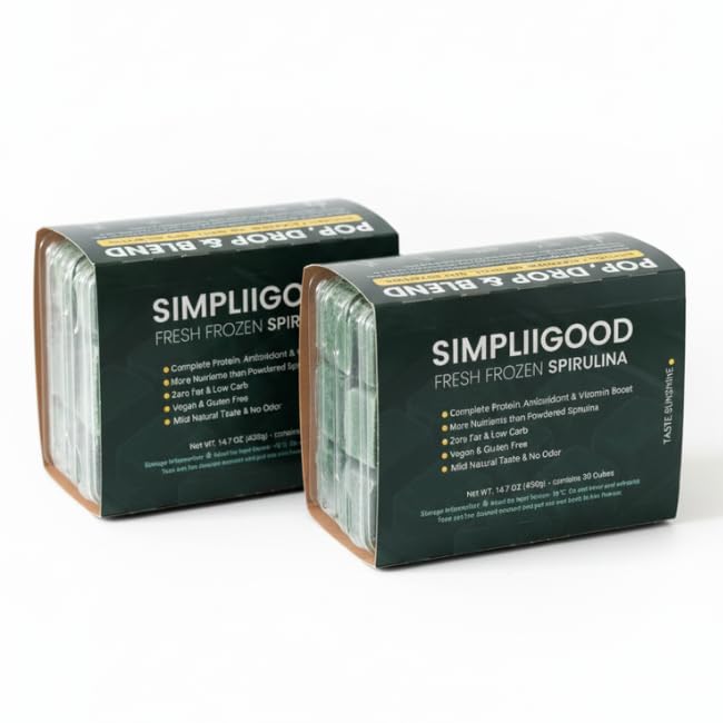 Spirulina Cubes - High Protein, Vitamin- Rich Superfood med Natural Flavor - Vegan, Gluten- Free Nutrient Powerhouse Spirulina Pods for Smoothies - (840, Bedste)