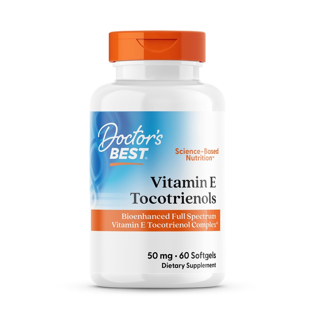 Doctor's Best Vitamin E Tocotrienols contains TocoGaia ULTRA™ bioenhanced full spectrum vitamin E complex, 60 Count