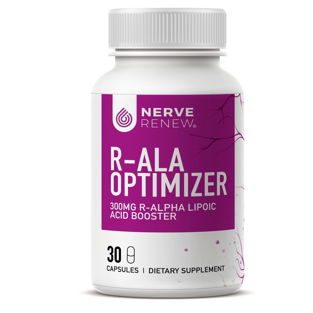 NERVE RENEW Optimizer - Kosttilskud - 30 kapsler - 300 mg stabiliseret R- Alpha liposyre per kapsel for naturlige nerve discomfort support - hurtig absorption - sikker og alle naturlige