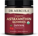 Dr. Mercola Organic Astaxanthin Gummies, 30 Servere (30 Gummies), 4 mg Per Servering, Kosttilskud, Antioxidant og immunforsvar, Certificeret Organisk, Non- GMO