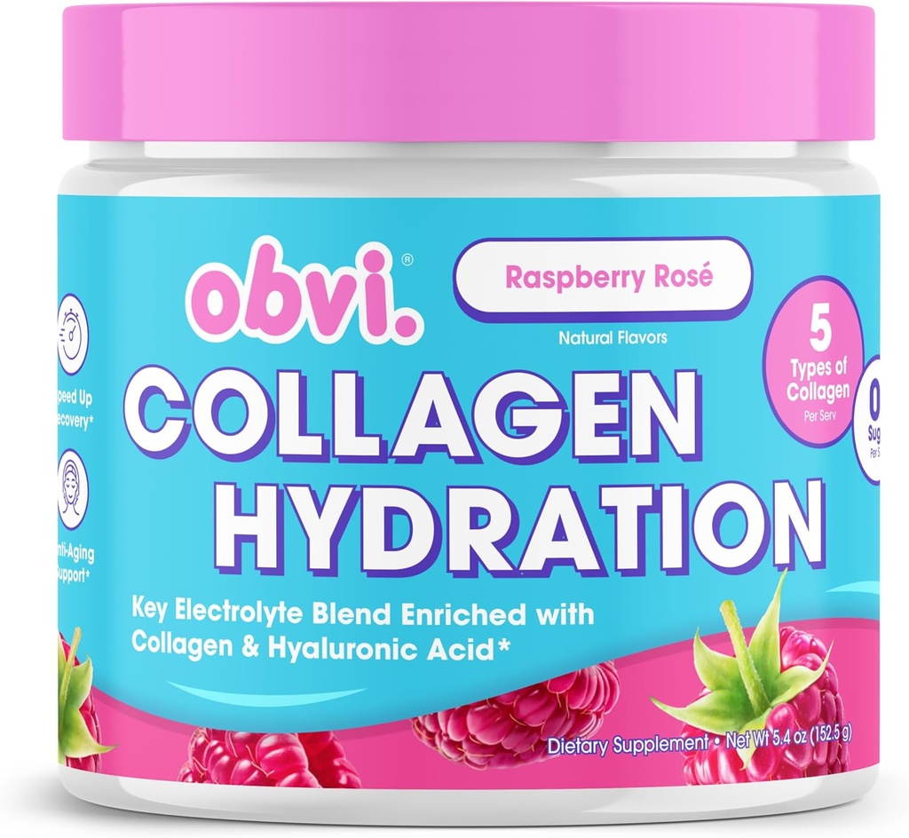 Obvi Hydration Powder 124; Electrolyte & Collagen Peptid Complex 124; 5 Typer af collagen med Hyaluronic Acid Budd124; Understøtter hud Elasticitet & Joint Health