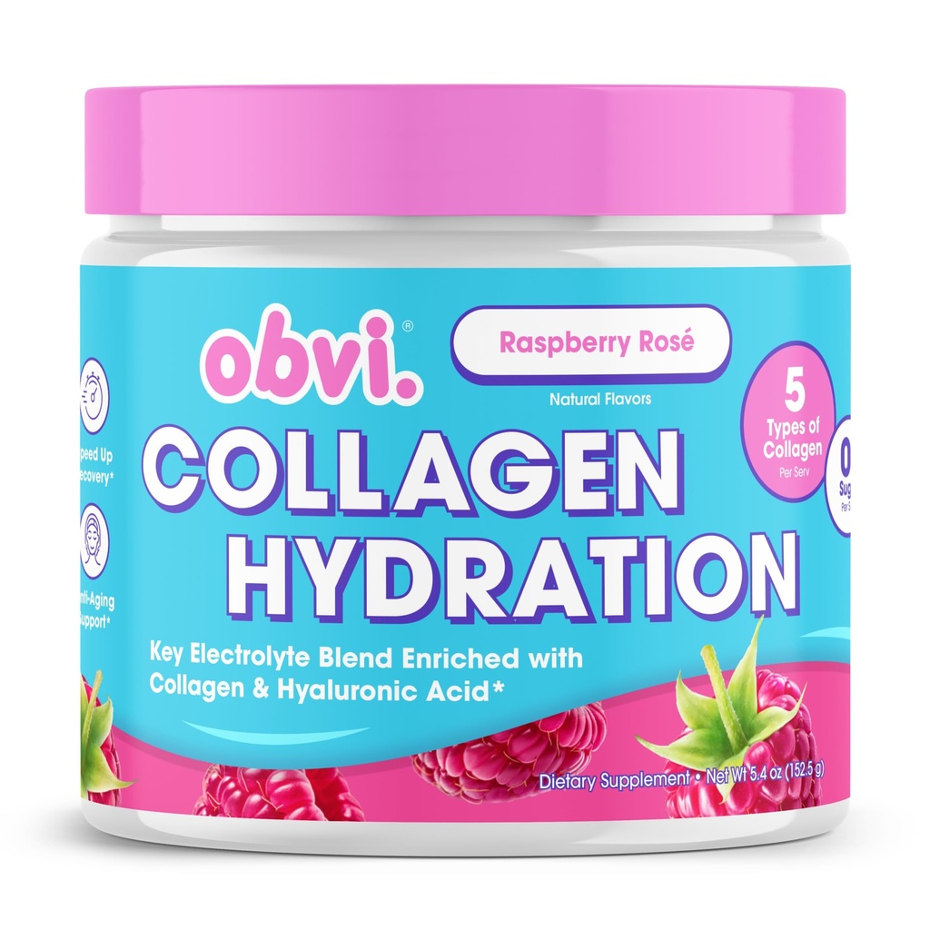 Obvi Hydration Powder 124; Electrolyte & Collagen Peptid Complex 124; 5 Typer af collagen med Hyaluronic Acid Budd124; Understøtter hud Elasticitet & Joint Health