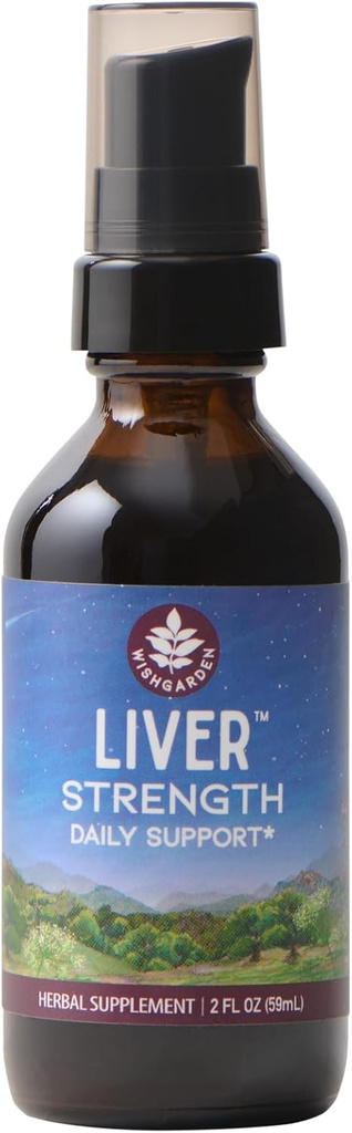 WishGarden Urter Lever Strengtonic - Plant- Based Herbal Lever Support med Burdock, Mælkebøtte Root & Gul Dock Root, Understøtter lever rense Detox & Reparation, sund lever funktion, 2oz