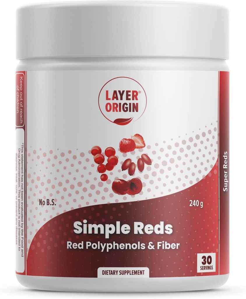 Layer Oprindelse Simple Reds - Organic Red Polyphenols Fruit Powder Name 124; Fem Real Red Hel Frugt