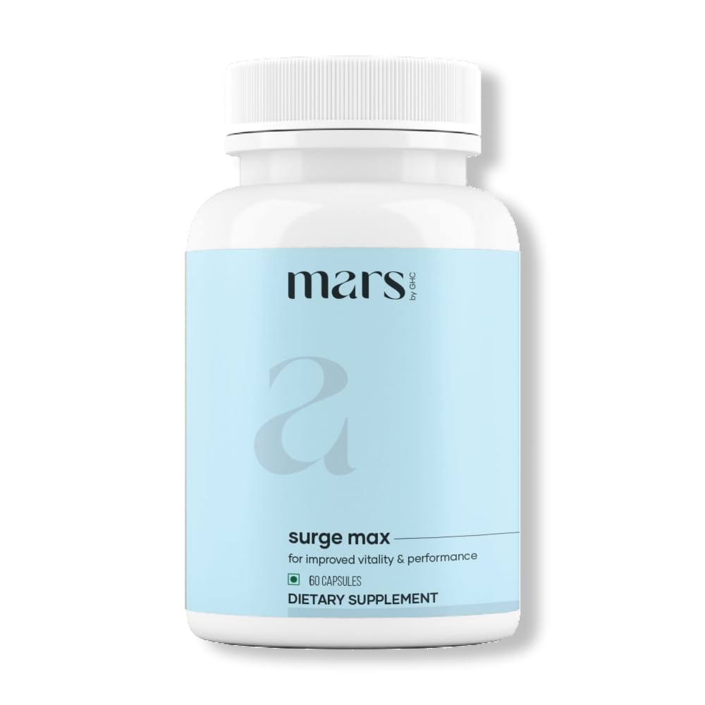 Mars Surgemax Natural Kapsler med Shilajit & Safed Musli Budding124; Understøtter energi, Styrke & Immunity Budding124; for Aktiv Lifestyle
