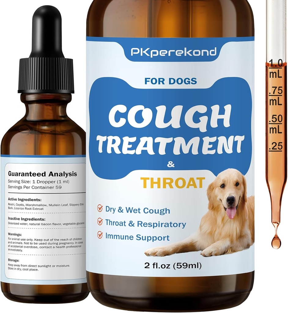 Hoste behandling for hunde - lindrer Sore Hals, Dry & Wet Hough - Trachea Collapse og respiratorisk støtte - immunsupplement til hunde - Natural Herbal Remedy 2 oz