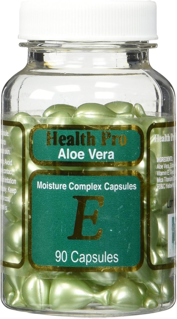 Aloe Vera & E-vitamin hudolie, 90 grønne kapsler