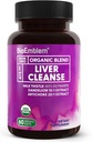 BioEmblem USDA Organic leverrense - 80% Silymarin Milk Thistle Extract for lever sundhed og lever funktion med Mælkebøtte & Artiskoke Ekstrakter - 100% Vegan, Non- GMO - Urtelever - 60 kapsler