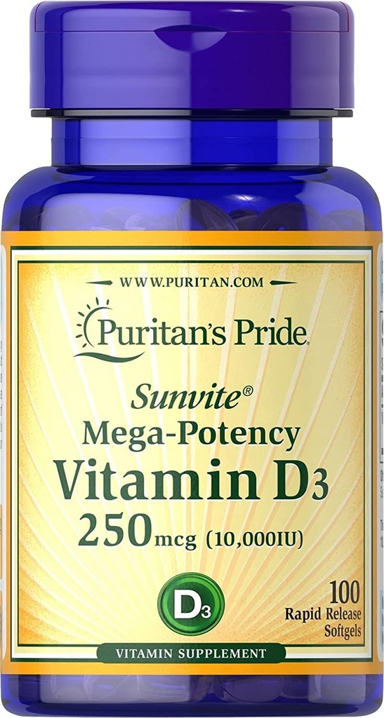Puritans Pride Vitamin D3 10.000 IU- 100 Softgels