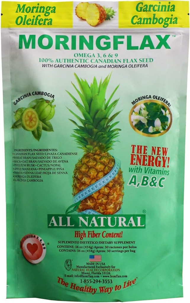 Bag Formel 100 Natural Canadisk Hør Seed med Garcinia Cambogia og Moringa Oleifera Bag, Tan, 16 Ounce