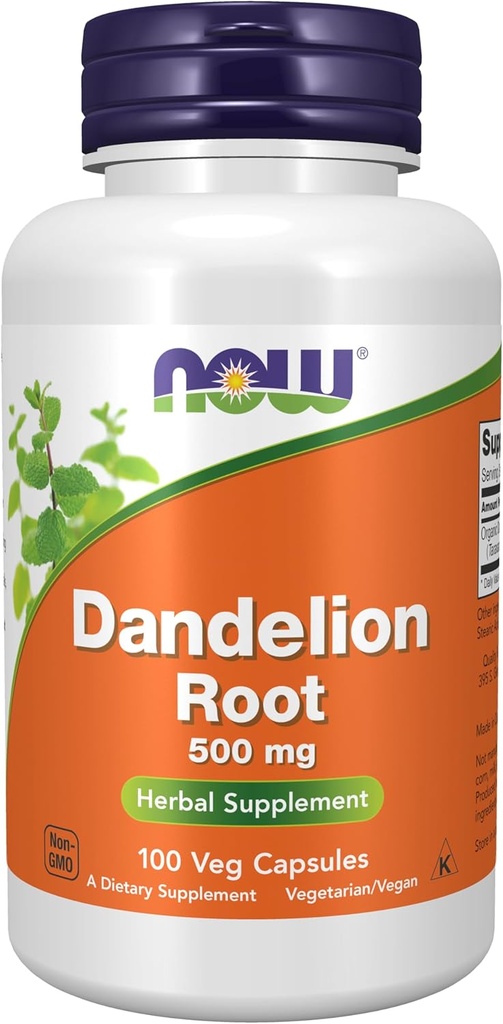 Now Foods Supplements, Mælkebøtte Root (Taraxacum officinale) 500 mg, Urtetilskud, Til diæt, 100 Veg kapsler